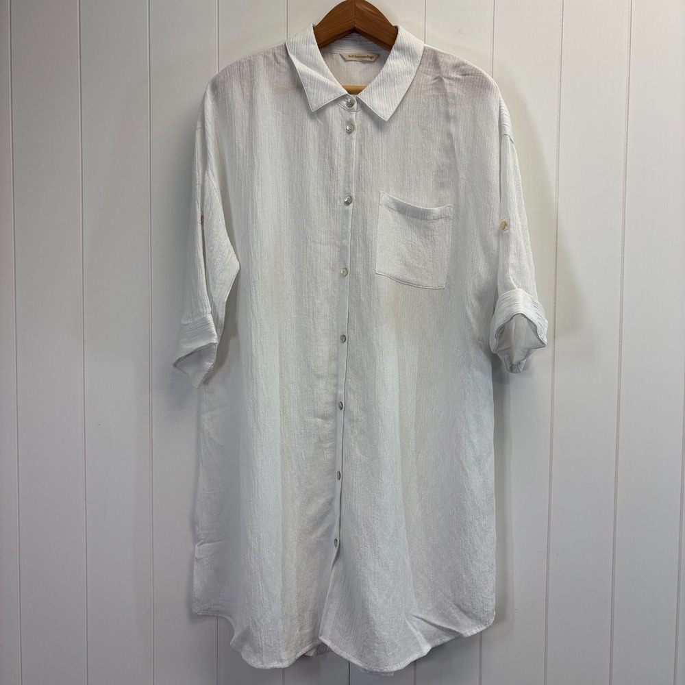 Soft Surroundings Coastal Grandma Tunic Women Size XL Minimalist Lagenlook Boho